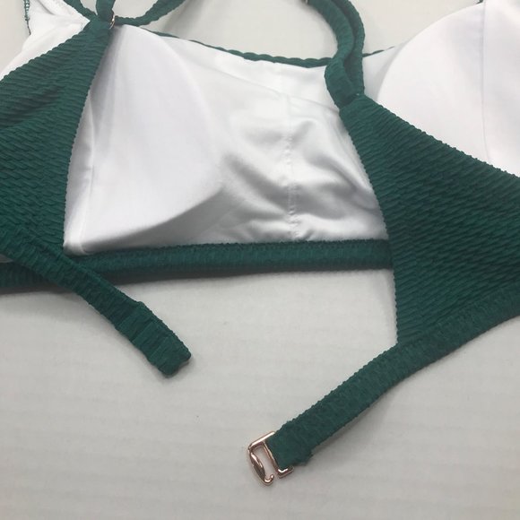 Shade And Shore Women's Size XL 16-18 Textured Square Neck Bralette Swim Green - Picture 15 of 16